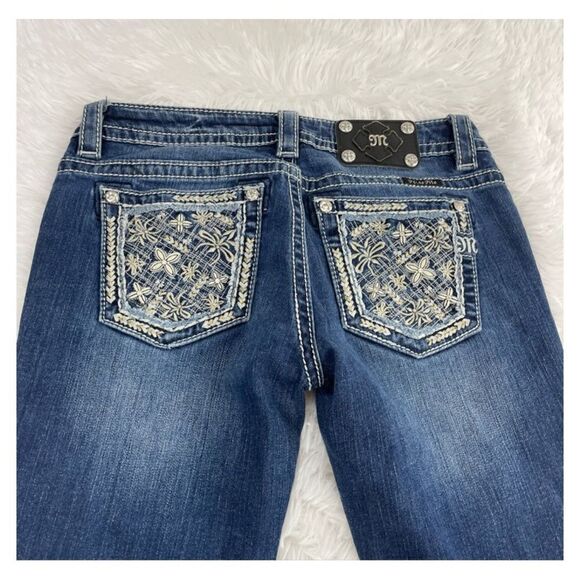 Miss Me Signature Bootcut Rhinestone Flower Jeans - Picture 1 of 6